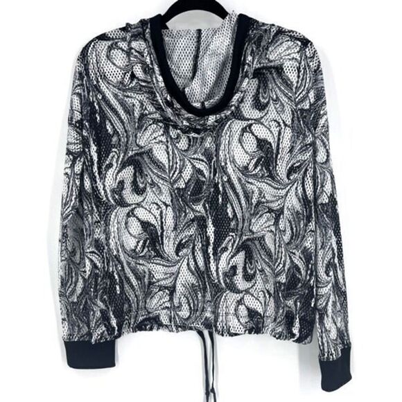 NWT Victoria's Secret Women's Sport Mesh Hoodie Swirl Pullover Athletic Black XS - Picture 2 of 9
